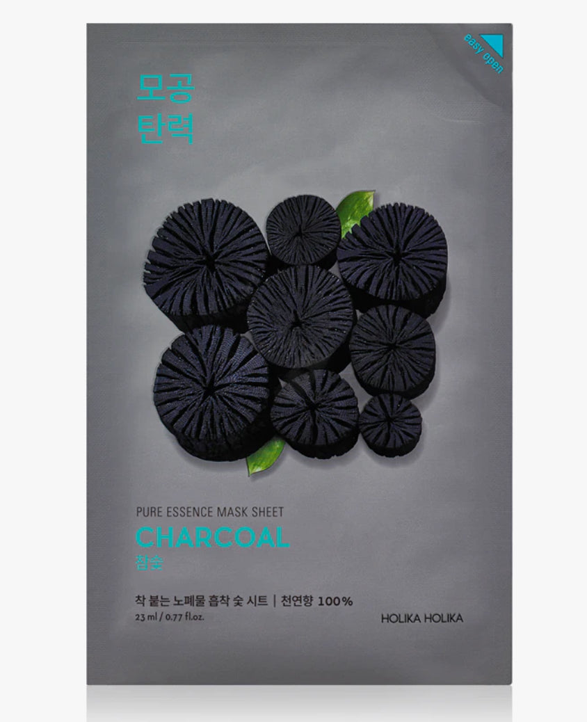 Holika Holika
Pure Essence Charcoal
cleansing face sheet mask with activated charcoal