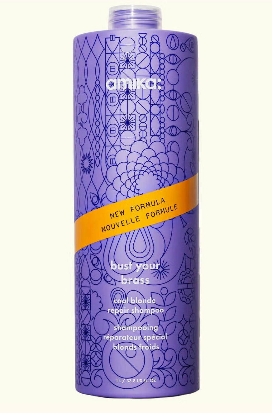 Amika bust your brass cool blonde repair shampoo 1L