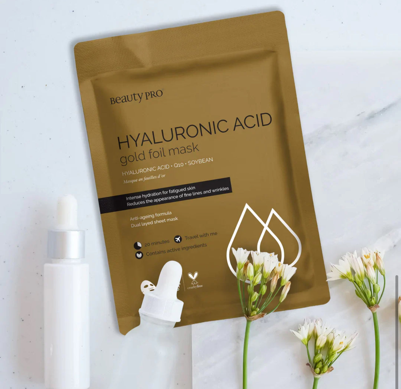 Beauty Pro HYALURONIC ACID Gold Foil Mask