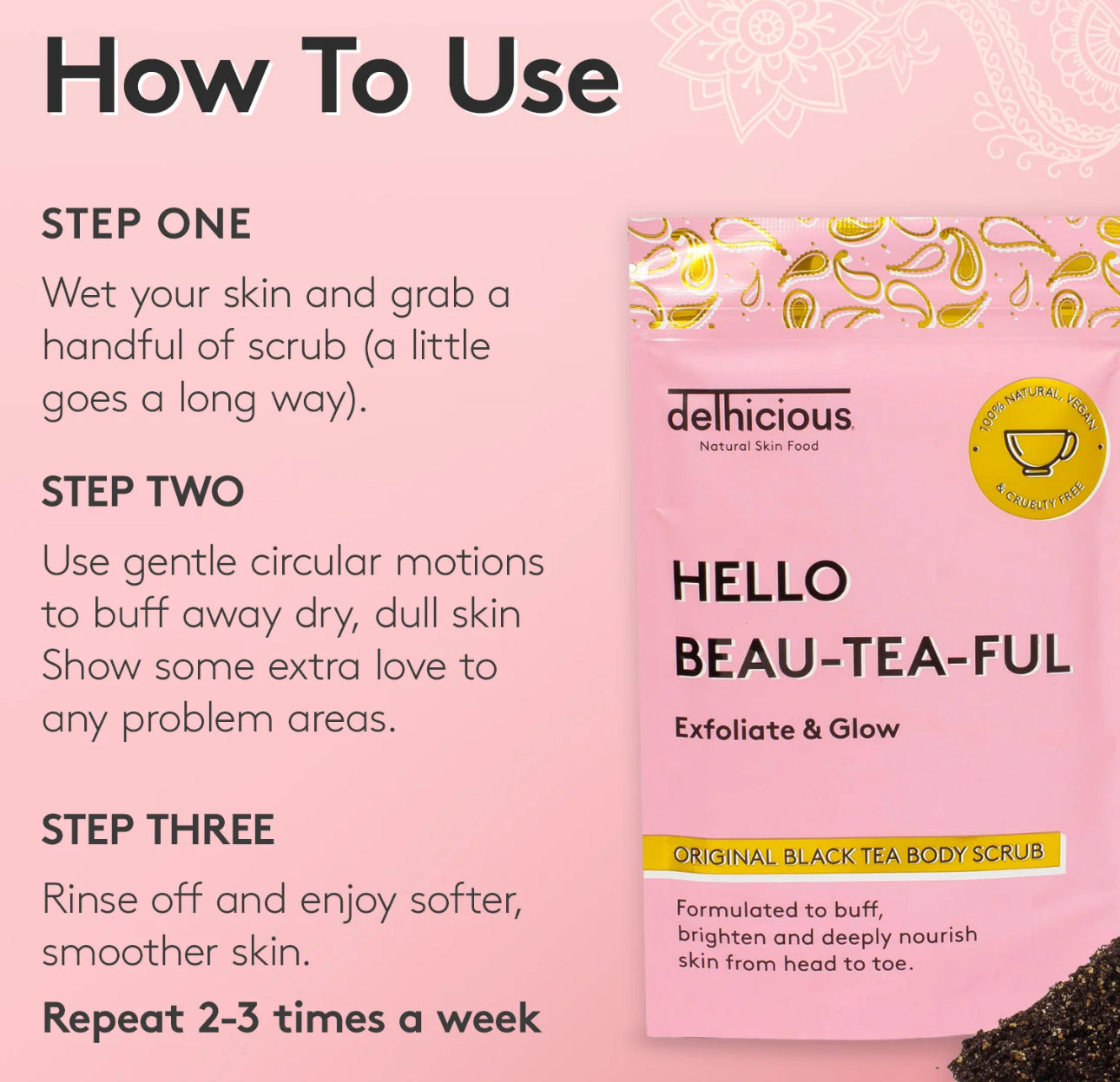 Delhicious HELLO BEAU-TEA-FUL Original Black Tea Body Scrub 100g