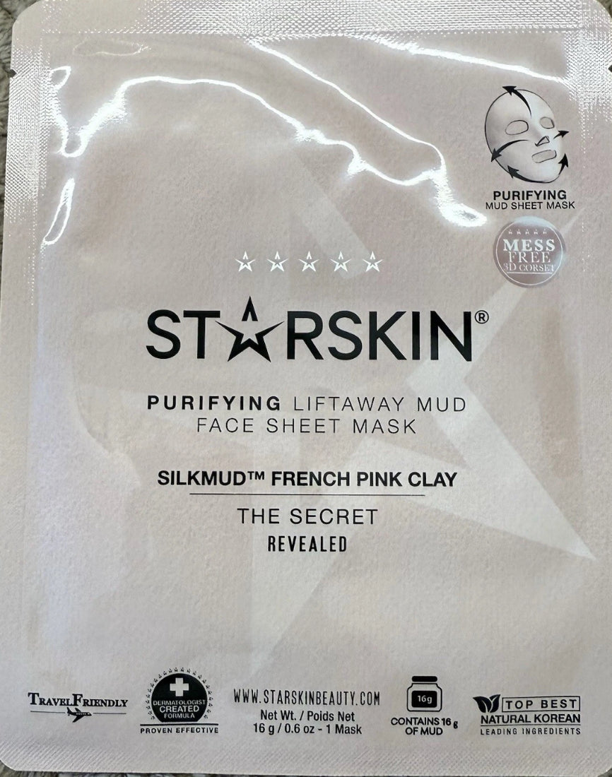 STARSKIN SILKMUD Pink French Clay Purifying Liftaway Mud Face Sheet Mask