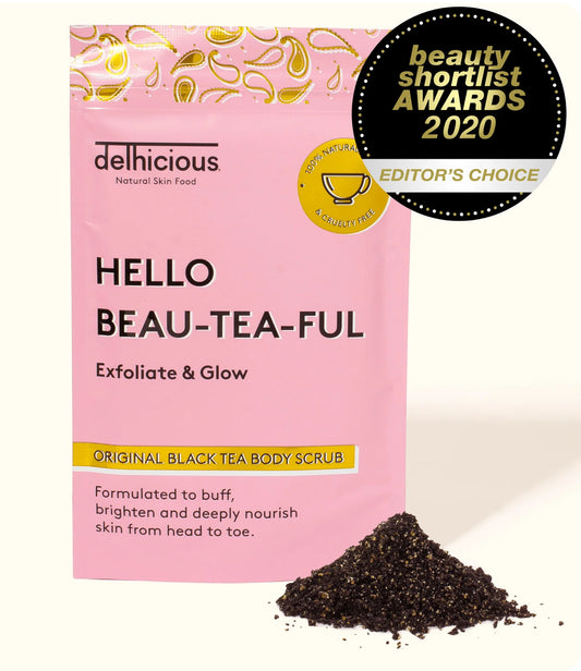 Delhicious HELLO BEAU-TEA-FUL Original Black Tea Body Scrub 100g