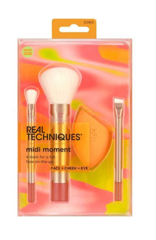 Real Techniques Orange Crush Midi Moment Brush Sponge Set