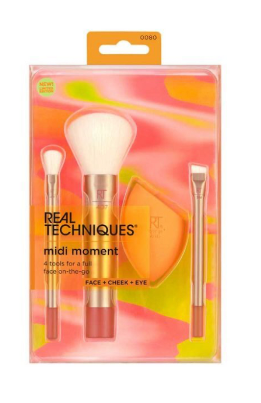 Real Techniques Orange Crush Midi Moment Brush Sponge Set