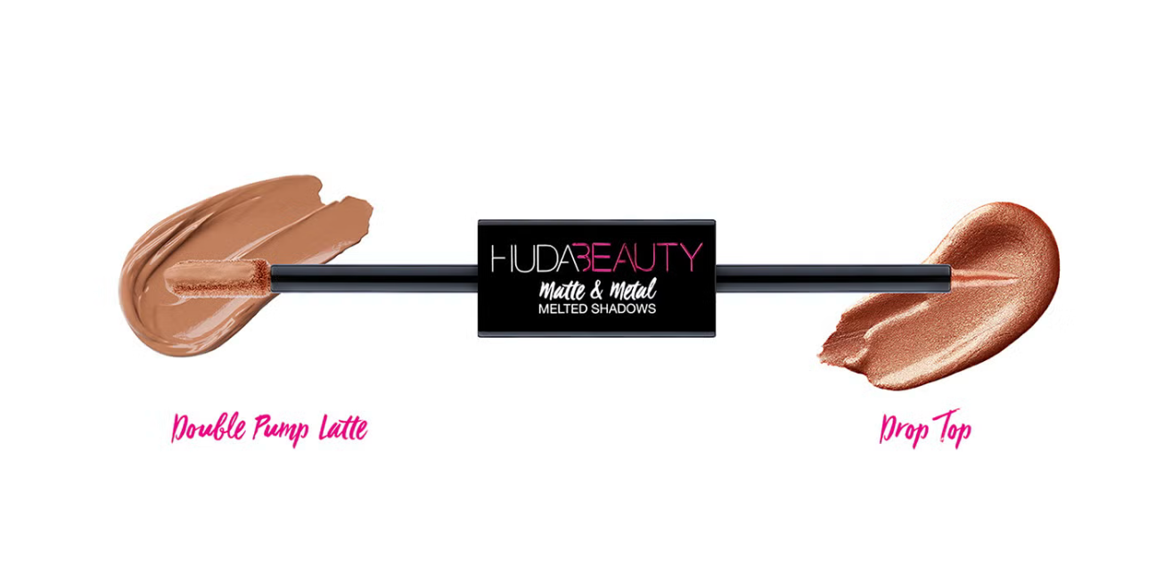 Huda Beauty Matte & Metal Melted Shadows Double Pump Latte & Drop Top