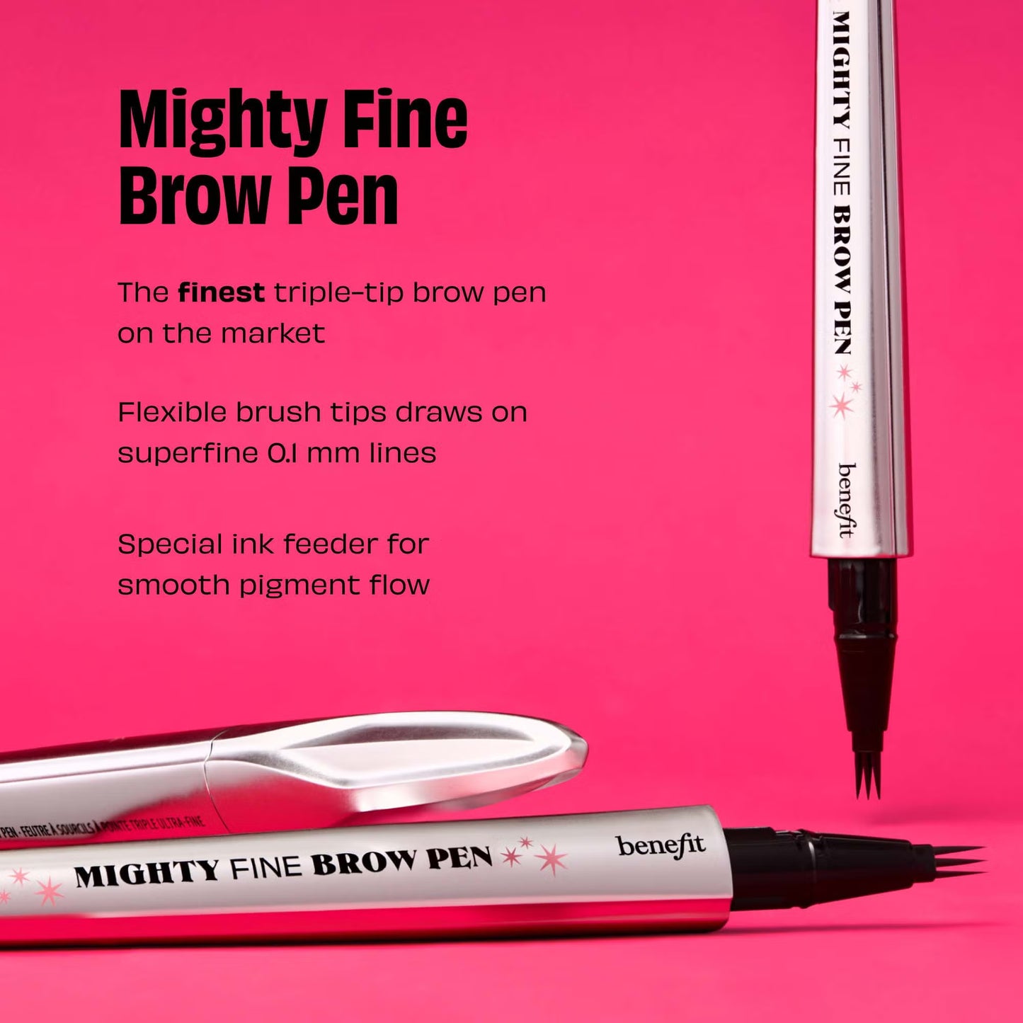 BENEFIT MIGHTY FINE BROW SUPERFINE TRIPLE TIP PEN SHADE 3.5 NEUTRAL MEDIUM BROWN